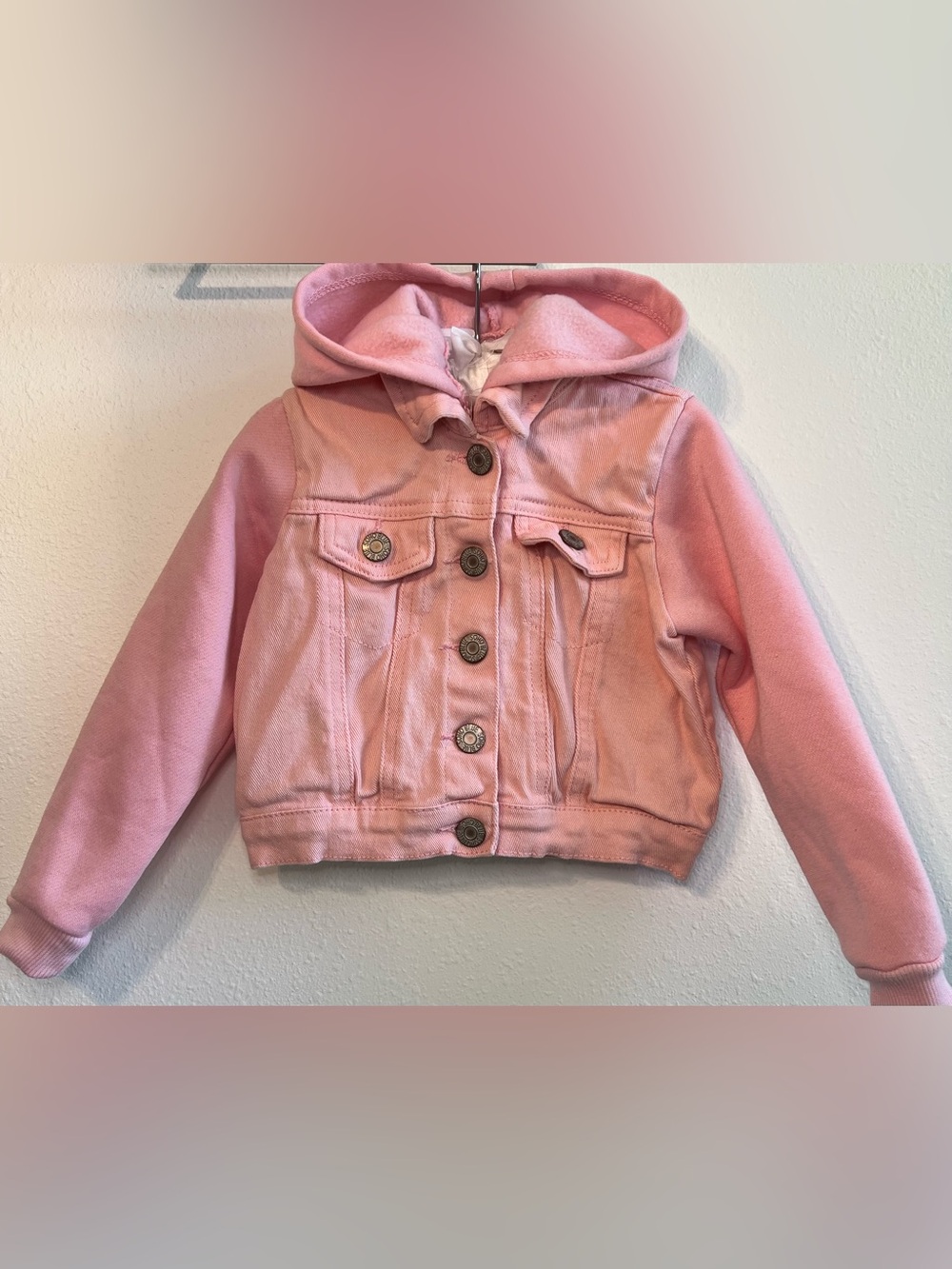 SOHO BLUE Toddler Girls Pink Denim & Fleece Jacket with Removable Hood